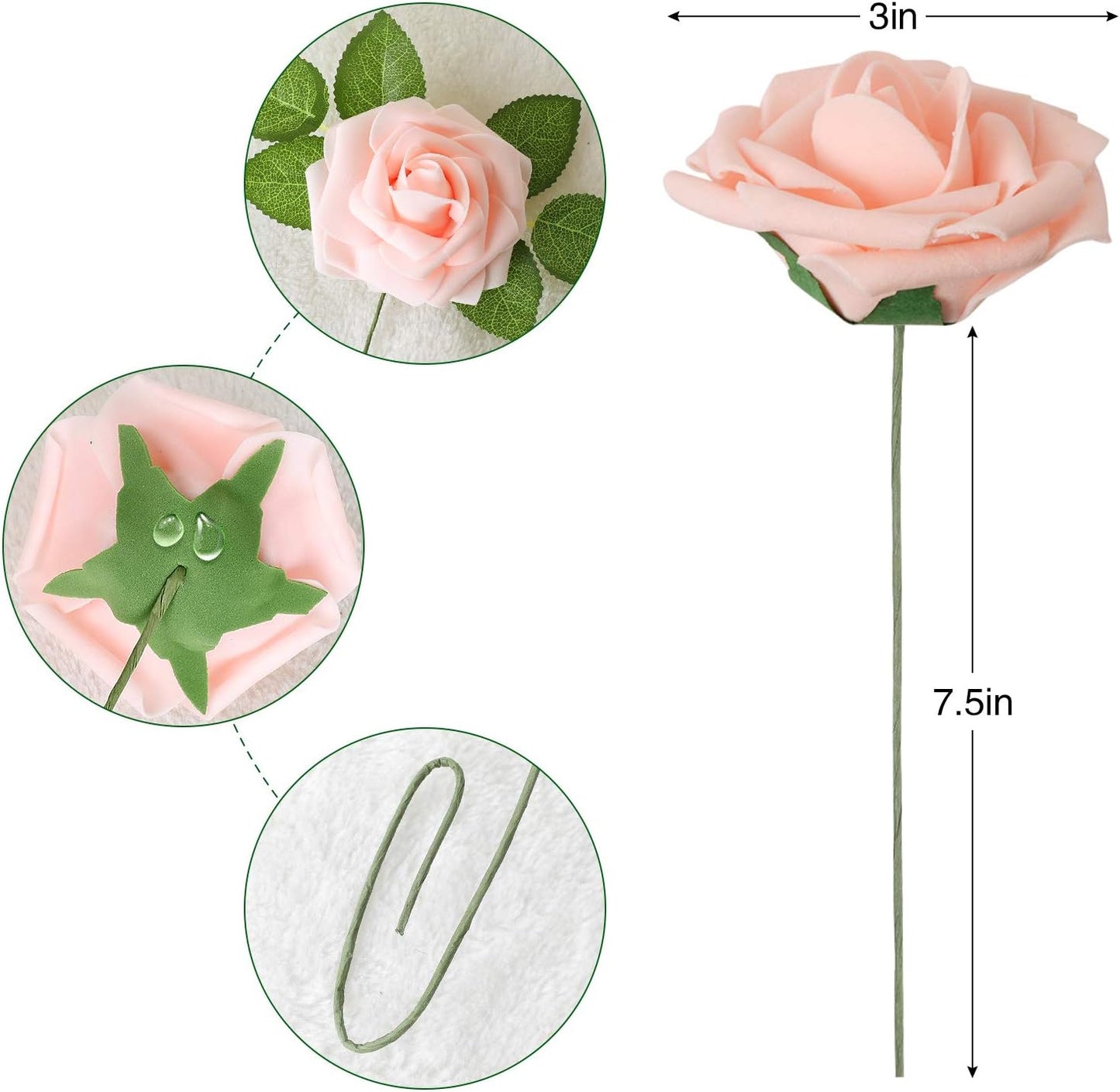 Artificial Flowers Dark Red Rose 25pcs Real Looking Fake Roses w/Stem for DIY Wedding Bouquets Centerpieces Arrangements Party Baby Shower Birthday Christmas Tree Decorations