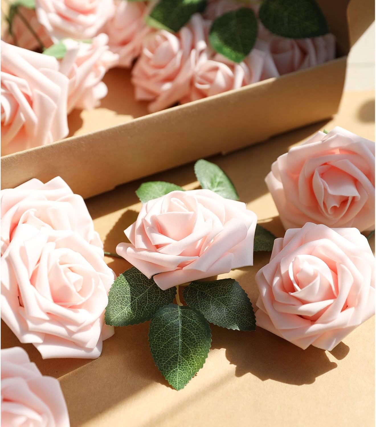 Artificial Flowers Dark Red Rose 25pcs Real Looking Fake Roses w/Stem for DIY Wedding Bouquets Centerpieces Arrangements Party Baby Shower Birthday Christmas Tree Decorations
