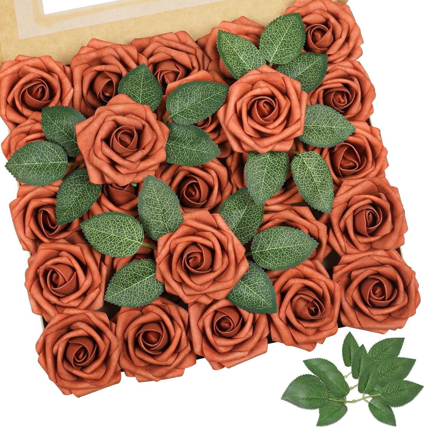 Artificial Flowers Dark Red Rose 25pcs Real Looking Fake Roses w/Stem for DIY Wedding Bouquets Centerpieces Arrangements Party Baby Shower Birthday Christmas Tree Decorations
