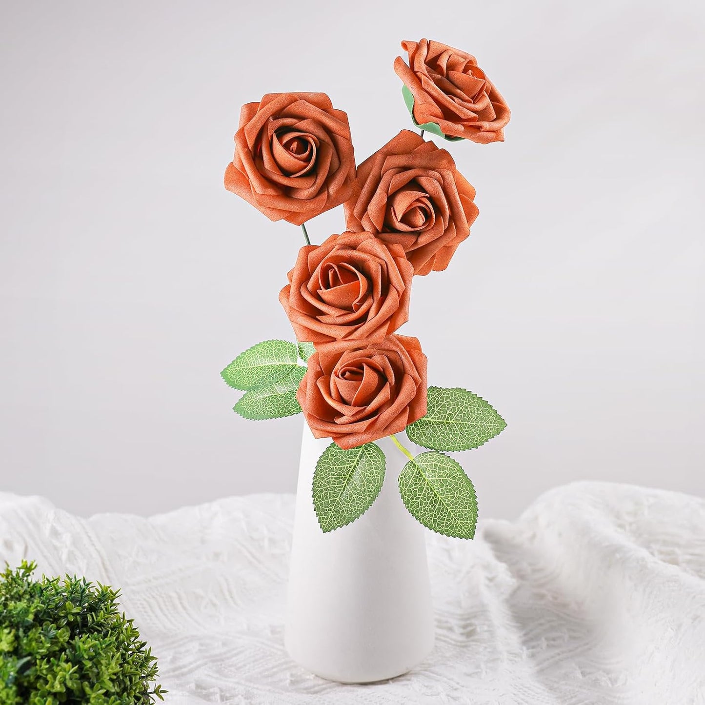Artificial Flowers Dark Red Rose 25pcs Real Looking Fake Roses w/Stem for DIY Wedding Bouquets Centerpieces Arrangements Party Baby Shower Birthday Christmas Tree Decorations