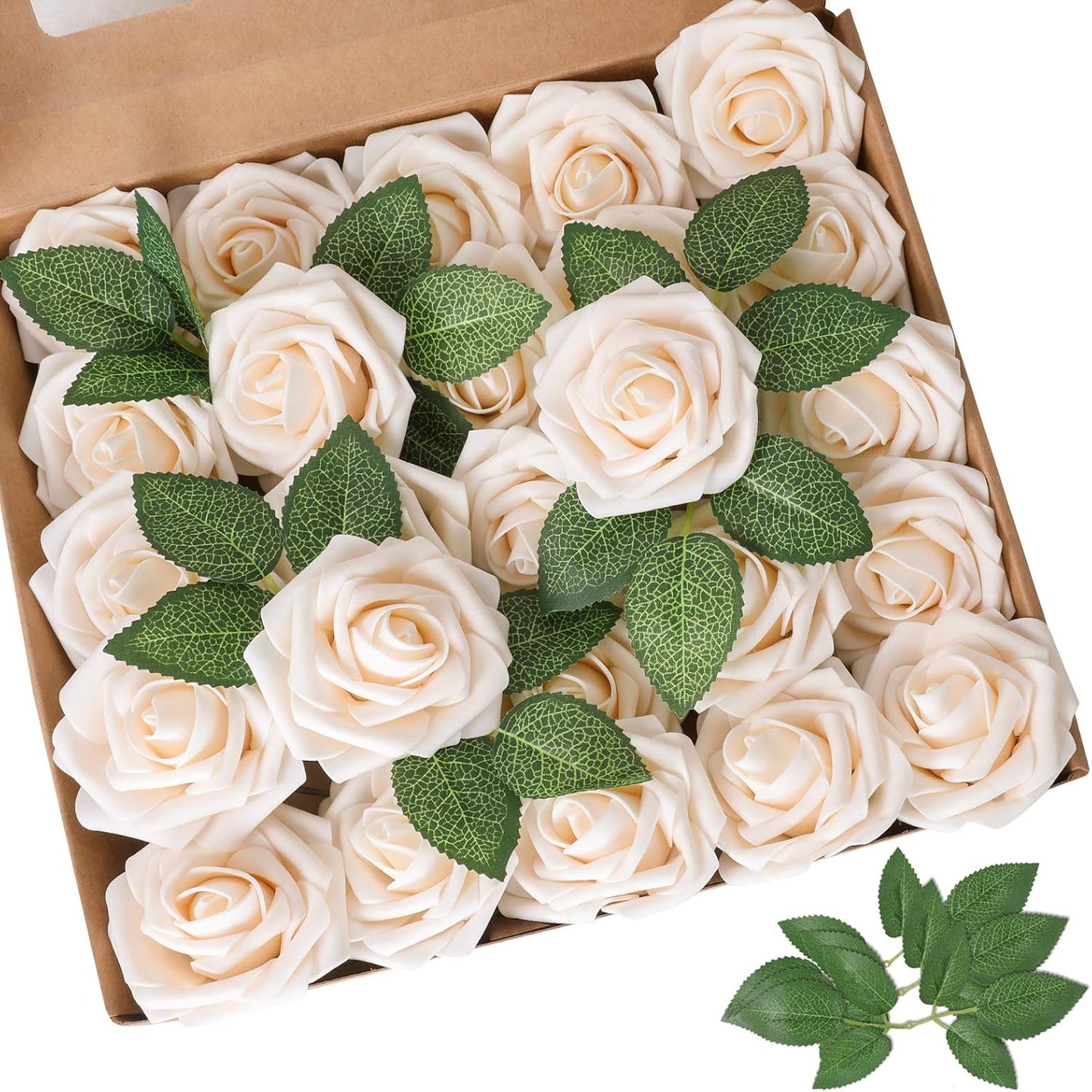 Artificial Flowers Dark Red Rose 25pcs Real Looking Fake Roses w/Stem for DIY Wedding Bouquets Centerpieces Arrangements Party Baby Shower Birthday Christmas Tree Decorations