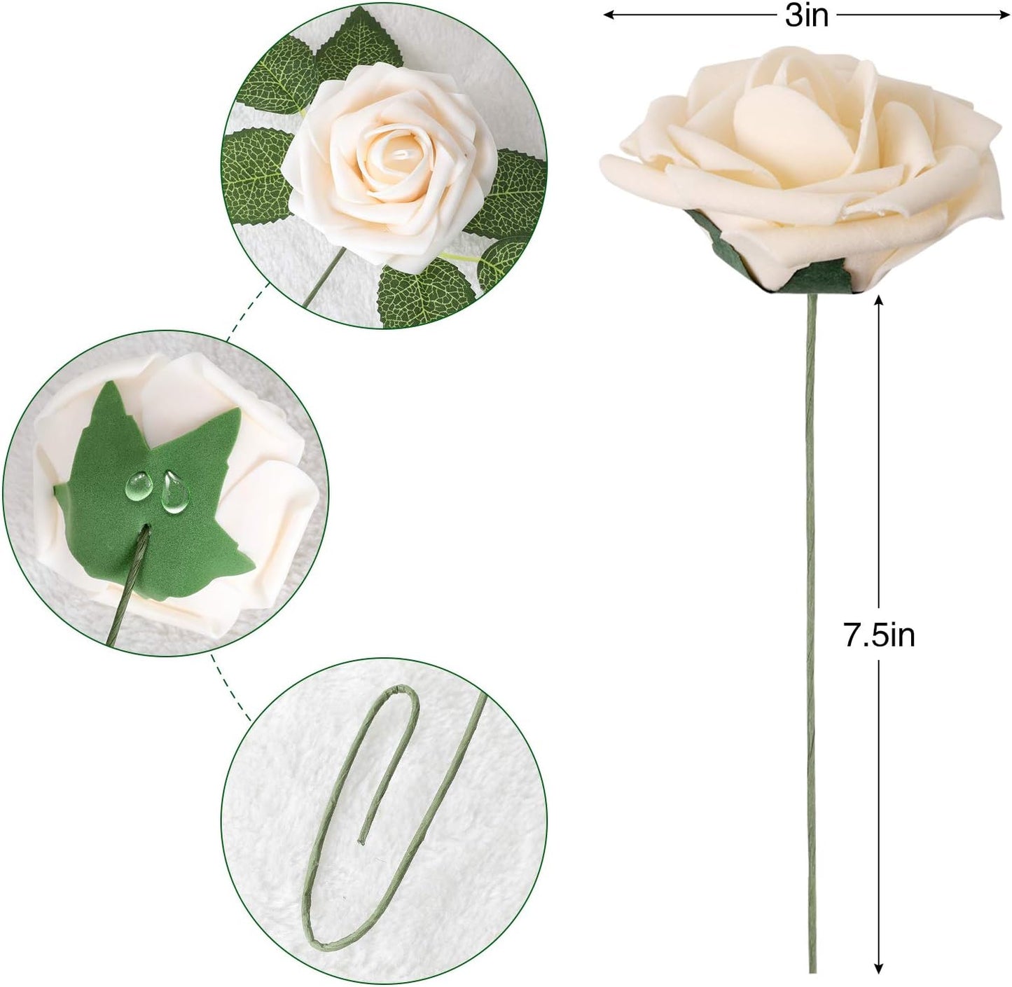 Artificial Flowers Dark Red Rose 25pcs Real Looking Fake Roses w/Stem for DIY Wedding Bouquets Centerpieces Arrangements Party Baby Shower Birthday Christmas Tree Decorations