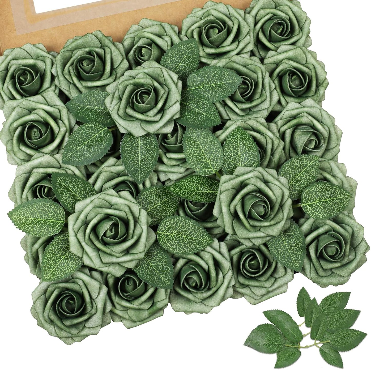 Artificial Flowers Dark Red Rose 25pcs Real Looking Fake Roses w/Stem for DIY Wedding Bouquets Centerpieces Arrangements Party Baby Shower Birthday Christmas Tree Decorations