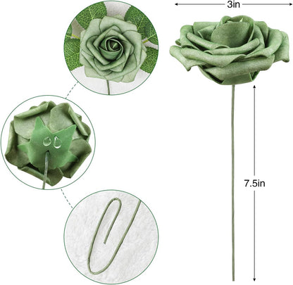 Artificial Flowers Dark Red Rose 25pcs Real Looking Fake Roses w/Stem for DIY Wedding Bouquets Centerpieces Arrangements Party Baby Shower Birthday Christmas Tree Decorations