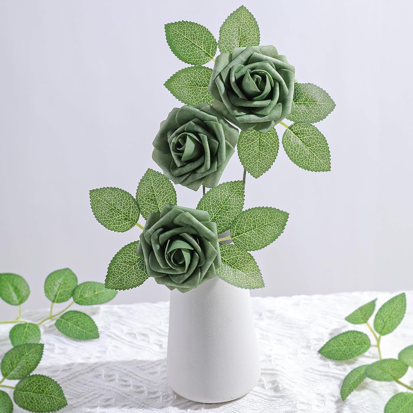 Artificial Flowers Dark Red Rose 25pcs Real Looking Fake Roses w/Stem for DIY Wedding Bouquets Centerpieces Arrangements Party Baby Shower Birthday Christmas Tree Decorations