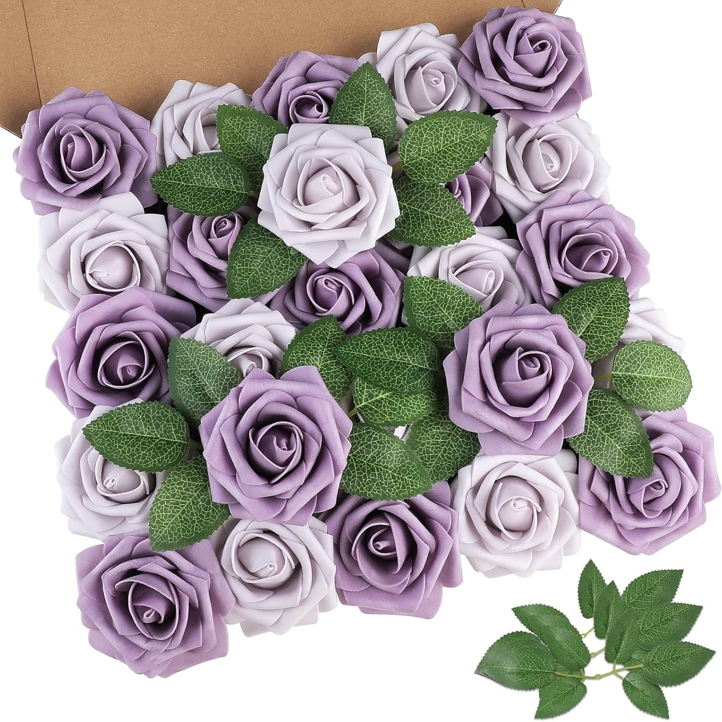Artificial Flowers Dark Red Rose 25pcs Real Looking Fake Roses w/Stem for DIY Wedding Bouquets Centerpieces Arrangements Party Baby Shower Birthday Christmas Tree Decorations