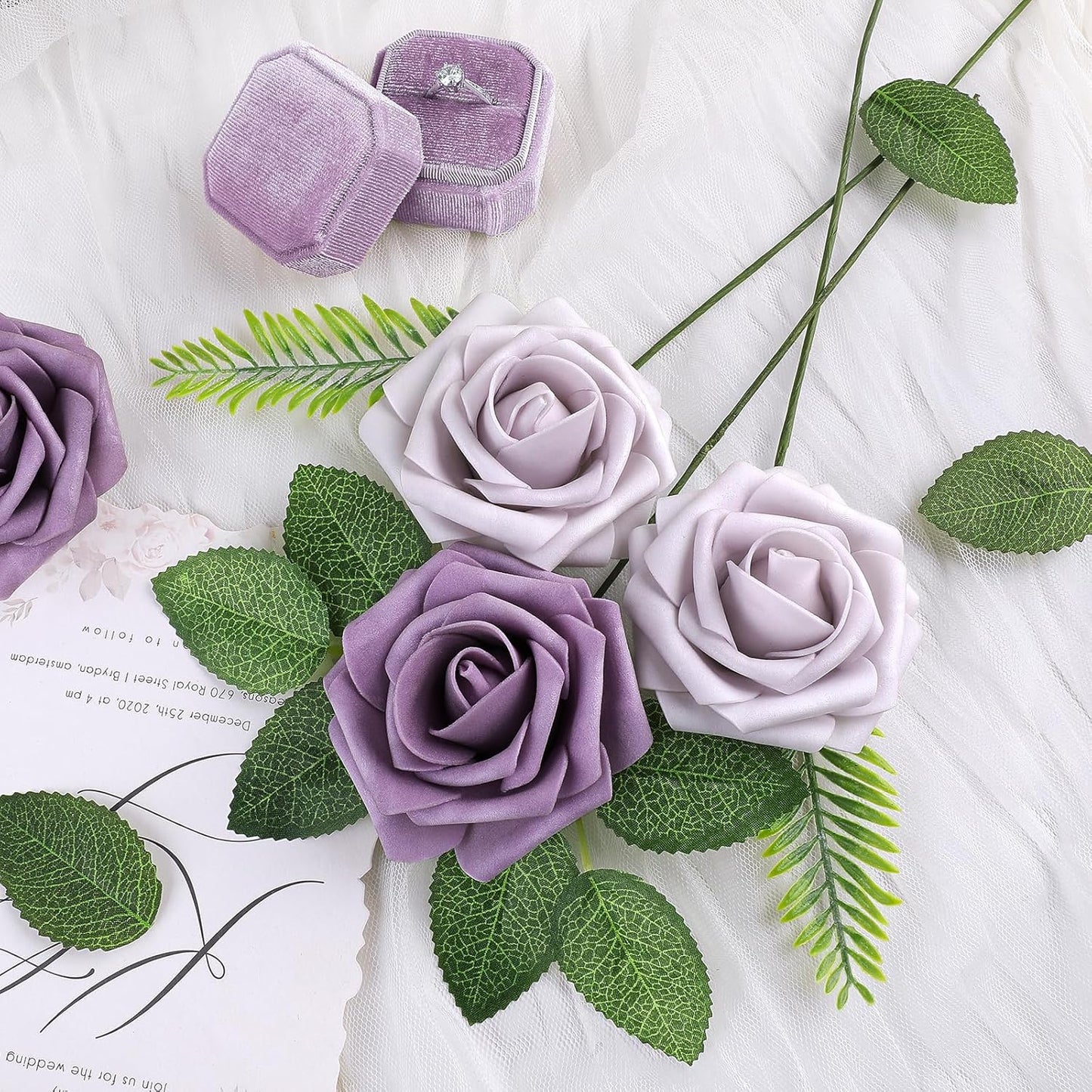 Artificial Flowers Dark Red Rose 25pcs Real Looking Fake Roses w/Stem for DIY Wedding Bouquets Centerpieces Arrangements Party Baby Shower Birthday Christmas Tree Decorations