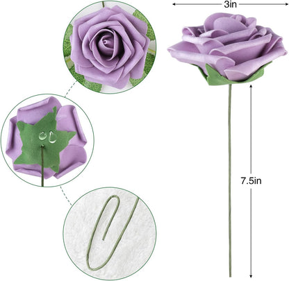 Artificial Flowers Dark Red Rose 25pcs Real Looking Fake Roses w/Stem for DIY Wedding Bouquets Centerpieces Arrangements Party Baby Shower Birthday Christmas Tree Decorations