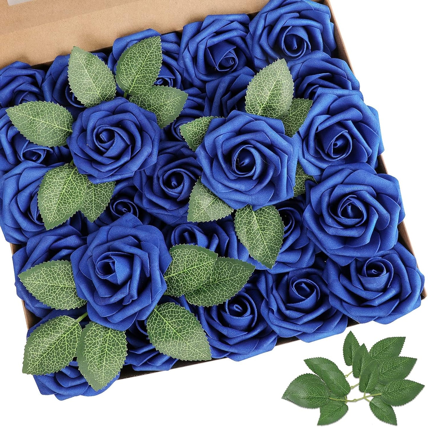 Artificial Flowers Dark Red Rose 25pcs Real Looking Fake Roses w/Stem for DIY Wedding Bouquets Centerpieces Arrangements Party Baby Shower Birthday Christmas Tree Decorations