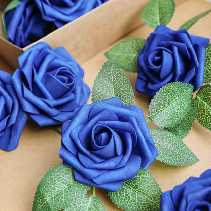 Artificial Flowers Dark Red Rose 25pcs Real Looking Fake Roses w/Stem for DIY Wedding Bouquets Centerpieces Arrangements Party Baby Shower Birthday Christmas Tree Decorations