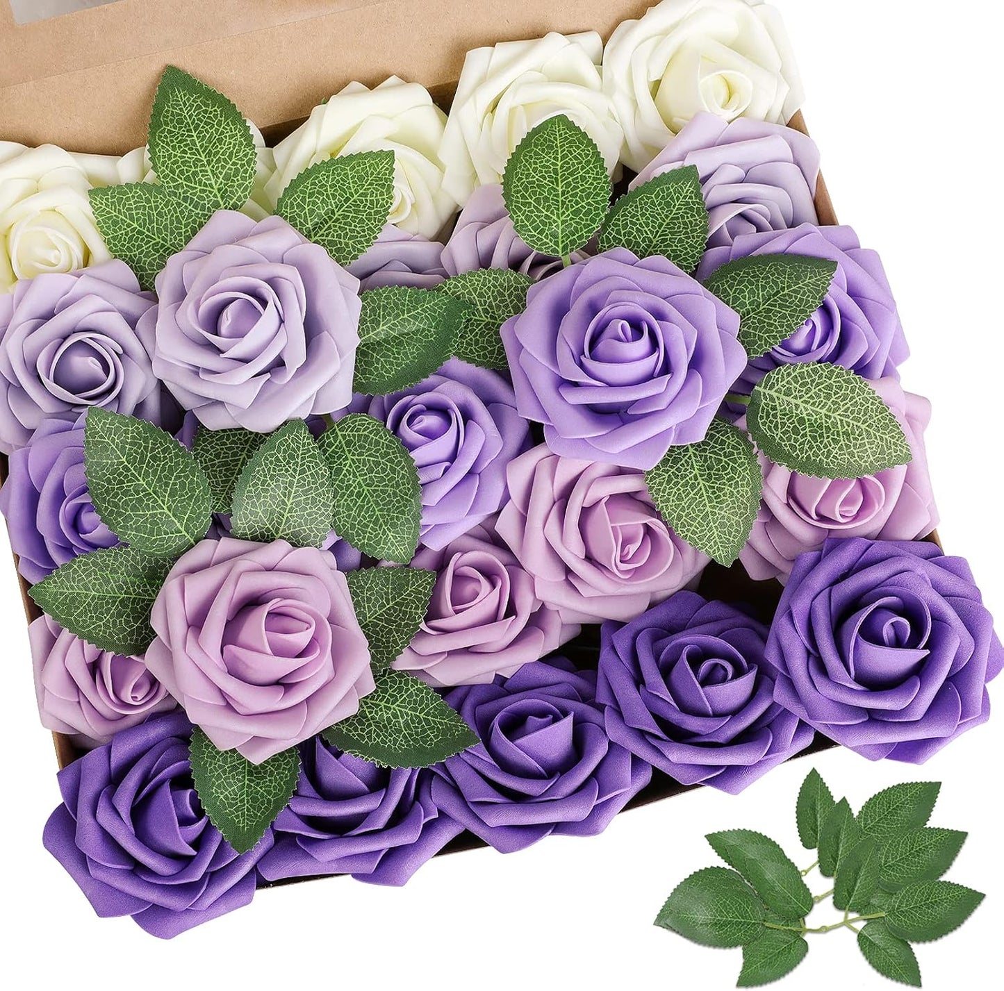 Artificial Flowers Dark Red Rose 25pcs Real Looking Fake Roses w/Stem for DIY Wedding Bouquets Centerpieces Arrangements Party Baby Shower Birthday Christmas Tree Decorations