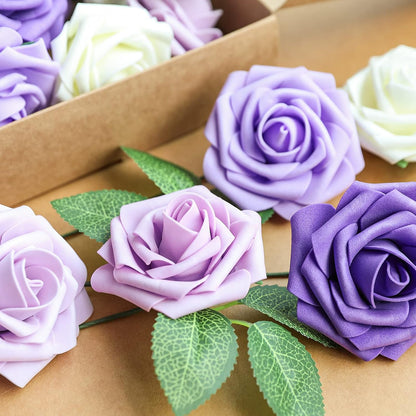 Artificial Flowers Dark Red Rose 25pcs Real Looking Fake Roses w/Stem for DIY Wedding Bouquets Centerpieces Arrangements Party Baby Shower Birthday Christmas Tree Decorations