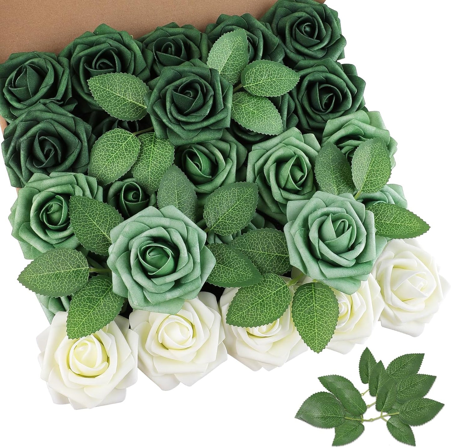Artificial Flowers Dark Red Rose 25pcs Real Looking Fake Roses w/Stem for DIY Wedding Bouquets Centerpieces Arrangements Party Baby Shower Birthday Christmas Tree Decorations