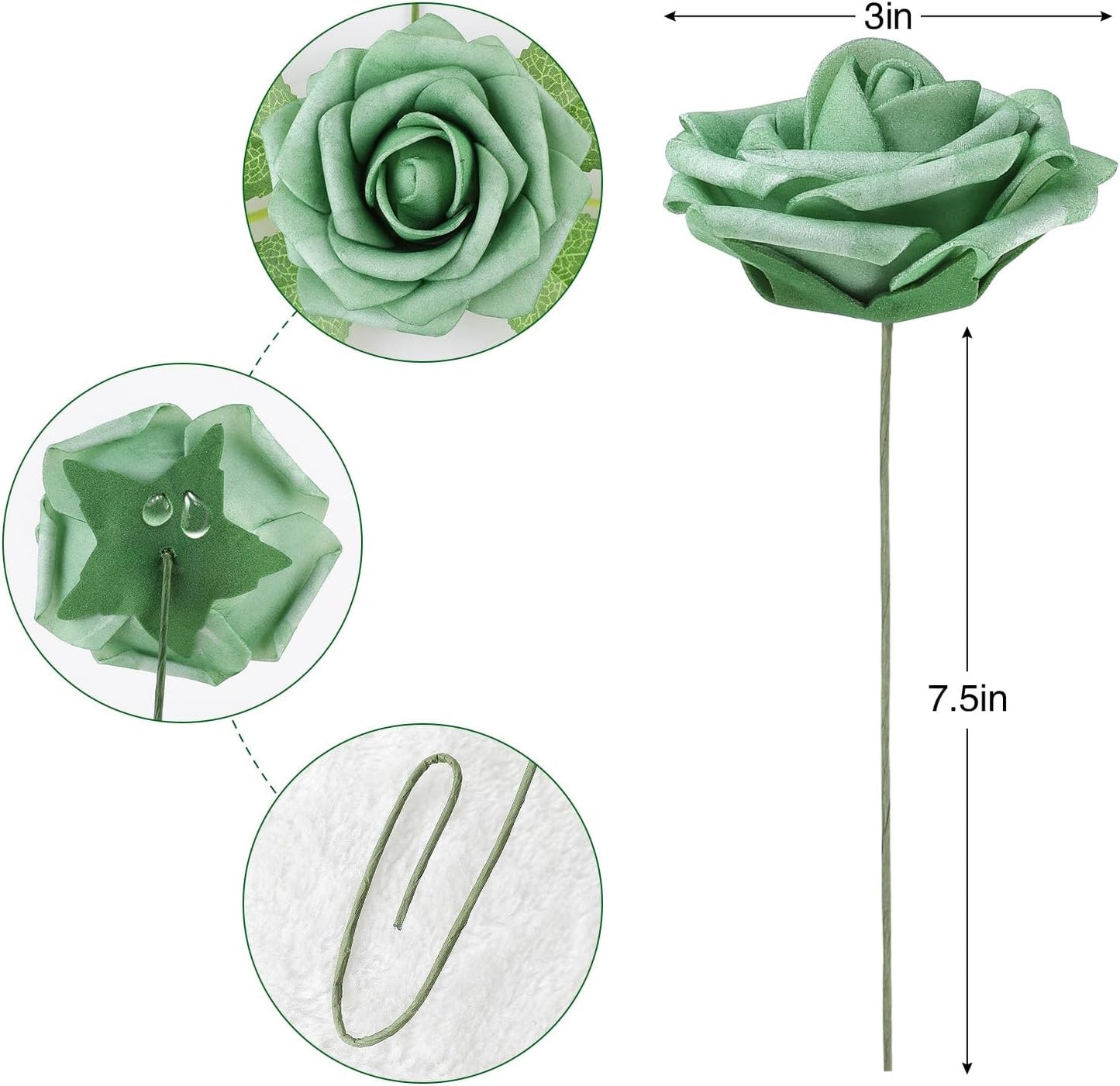 Artificial Flowers Dark Red Rose 25pcs Real Looking Fake Roses w/Stem for DIY Wedding Bouquets Centerpieces Arrangements Party Baby Shower Birthday Christmas Tree Decorations