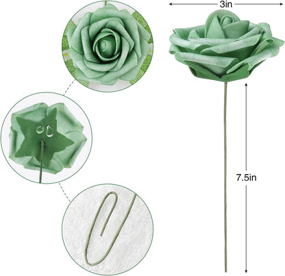 Artificial Flowers Dark Red Rose 25pcs Real Looking Fake Roses w/Stem for DIY Wedding Bouquets Centerpieces Arrangements Party Baby Shower Birthday Christmas Tree Decorations