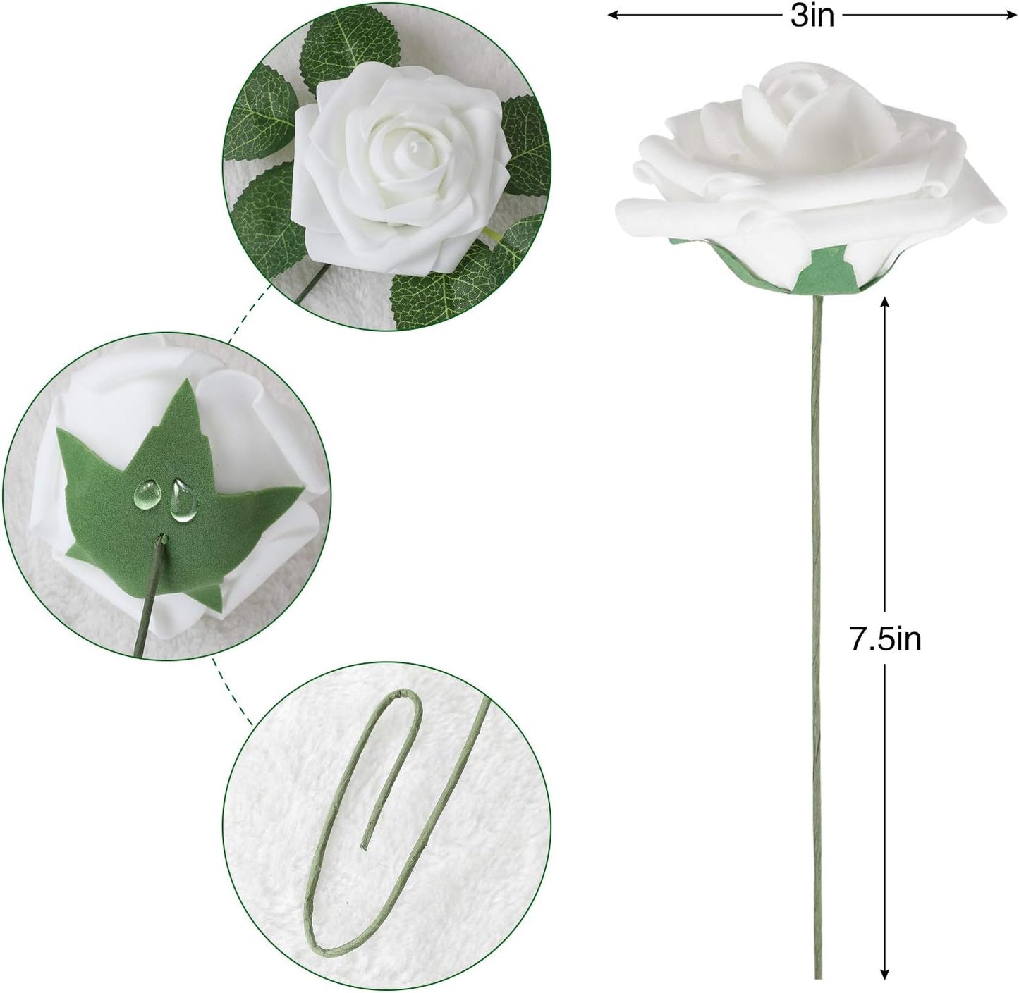 Artificial Flowers Dark Red Rose 25pcs Real Looking Fake Roses w/Stem for DIY Wedding Bouquets Centerpieces Arrangements Party Baby Shower Birthday Christmas Tree Decorations
