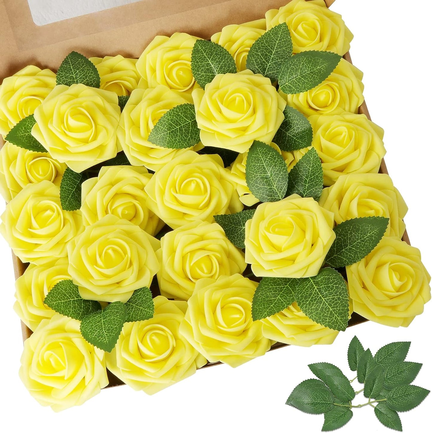 Artificial Flowers Dark Red Rose 25pcs Real Looking Fake Roses w/Stem for DIY Wedding Bouquets Centerpieces Arrangements Party Baby Shower Birthday Christmas Tree Decorations
