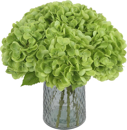 6PCS Real Touch Hydrangea Artificial Flowers Green Full Faux Hydrangea Flowers with Stems Latex Realistic Fake Hydrangeas for Home Table Centerpieces Wedding Bouquets Party Decoration (Green)