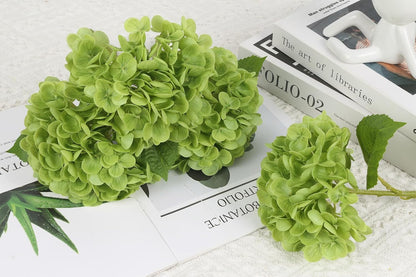 6PCS Real Touch Hydrangea Artificial Flowers Green Full Faux Hydrangea Flowers with Stems Latex Realistic Fake Hydrangeas for Home Table Centerpieces Wedding Bouquets Party Decoration (Green)