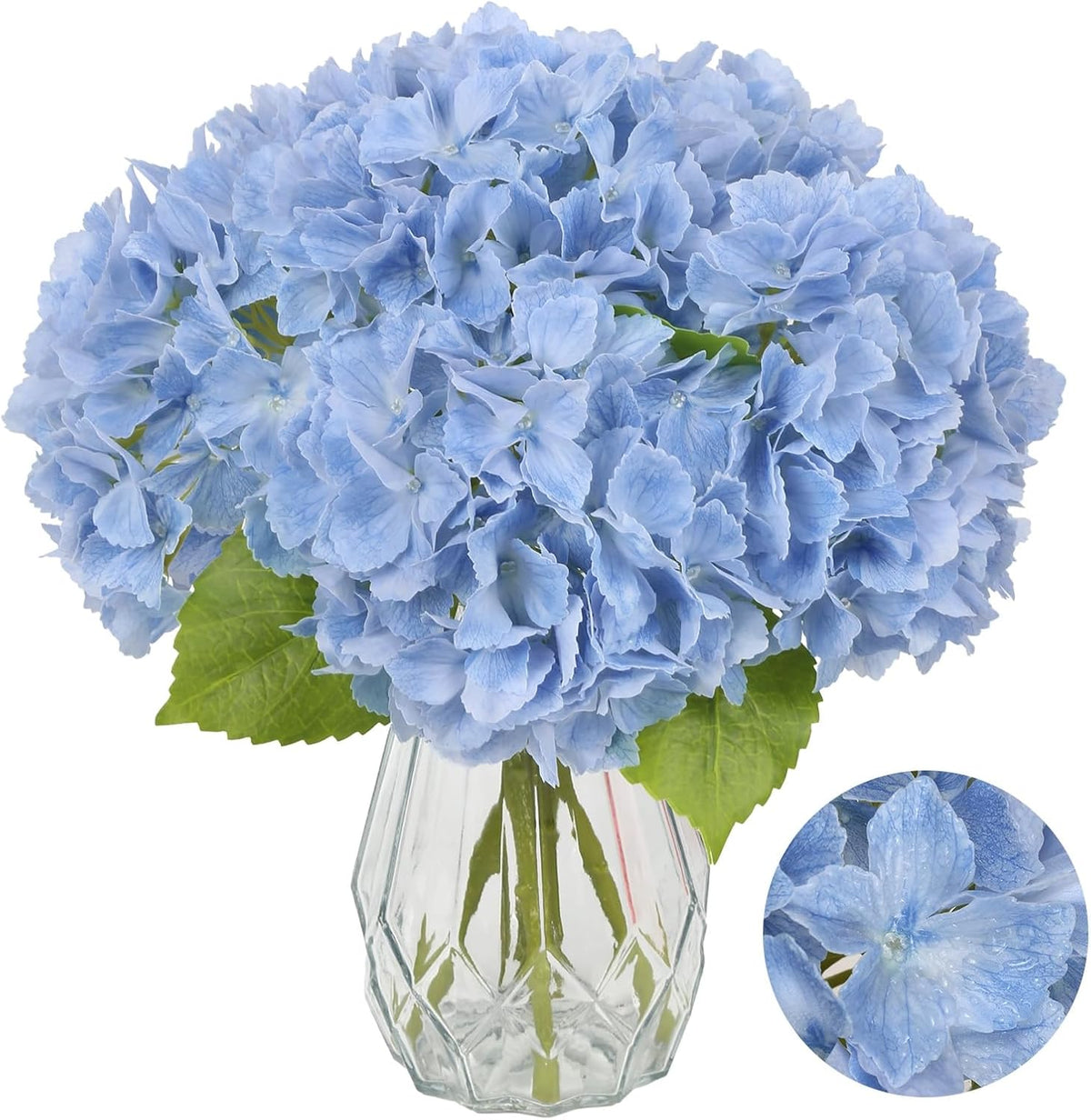 6PCS Real Touch Hydrangea Artificial Flowers Green Full Faux Hydrangea Flowers with Stems Latex Realistic Fake Hydrangeas for Home Table Centerpieces Wedding Bouquets Party Decoration (Green)