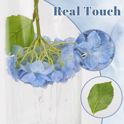 6PCS Real Touch Hydrangea Artificial Flowers Green Full Faux Hydrangea Flowers with Stems Latex Realistic Fake Hydrangeas for Home Table Centerpieces Wedding Bouquets Party Decoration (Green)