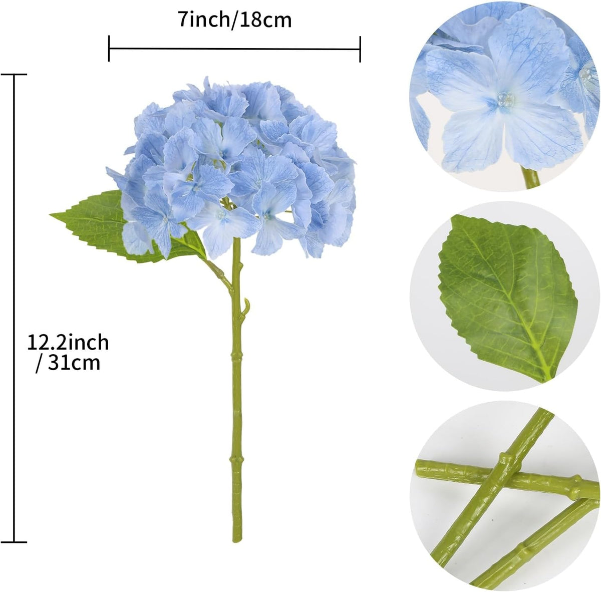 6PCS Real Touch Hydrangea Artificial Flowers Green Full Faux Hydrangea Flowers with Stems Latex Realistic Fake Hydrangeas for Home Table Centerpieces Wedding Bouquets Party Decoration (Green)