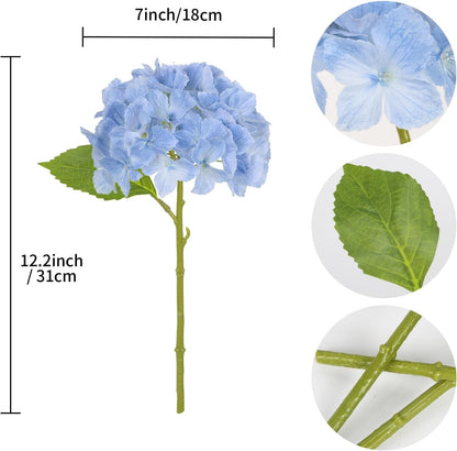 6PCS Real Touch Hydrangea Artificial Flowers Green Full Faux Hydrangea Flowers with Stems Latex Realistic Fake Hydrangeas for Home Table Centerpieces Wedding Bouquets Party Decoration (Green)