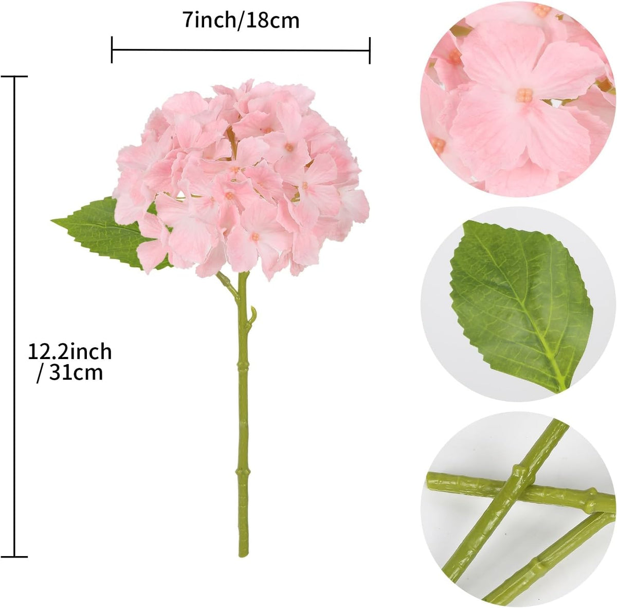 6PCS Real Touch Hydrangea Artificial Flowers Green Full Faux Hydrangea Flowers with Stems Latex Realistic Fake Hydrangeas for Home Table Centerpieces Wedding Bouquets Party Decoration (Green)
