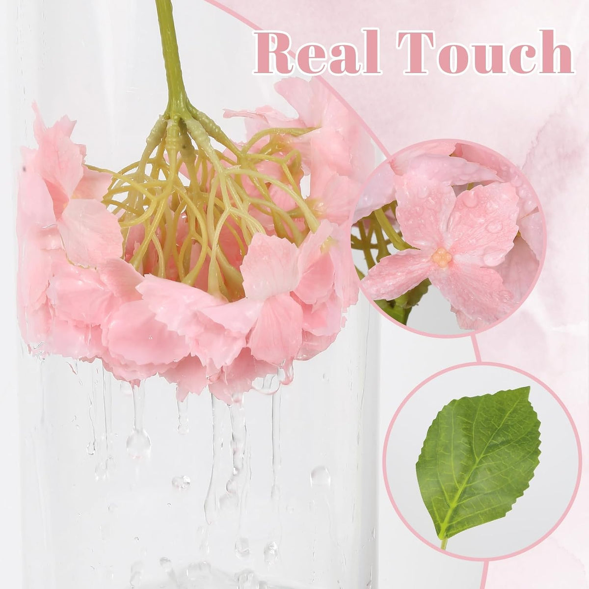 6PCS Real Touch Hydrangea Artificial Flowers Green Full Faux Hydrangea Flowers with Stems Latex Realistic Fake Hydrangeas for Home Table Centerpieces Wedding Bouquets Party Decoration (Green)