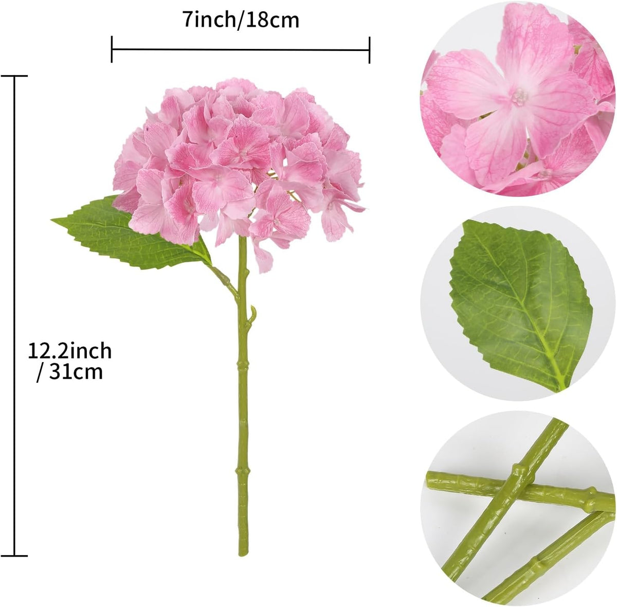 6PCS Real Touch Hydrangea Artificial Flowers Green Full Faux Hydrangea Flowers with Stems Latex Realistic Fake Hydrangeas for Home Table Centerpieces Wedding Bouquets Party Decoration (Green)