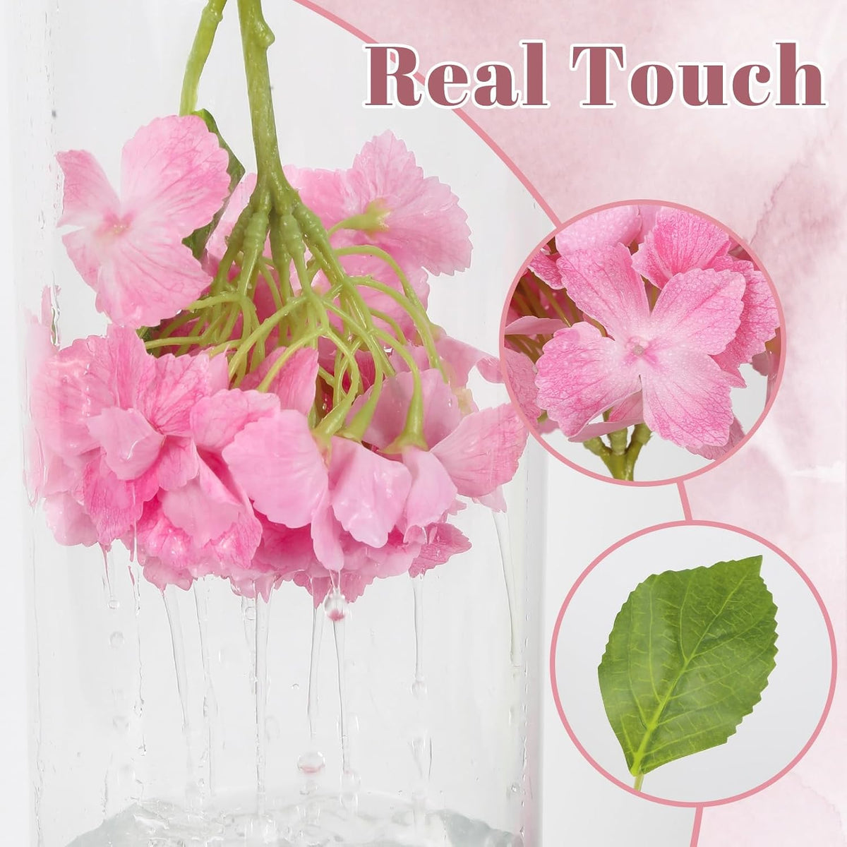 6PCS Real Touch Hydrangea Artificial Flowers Green Full Faux Hydrangea Flowers with Stems Latex Realistic Fake Hydrangeas for Home Table Centerpieces Wedding Bouquets Party Decoration (Green)
