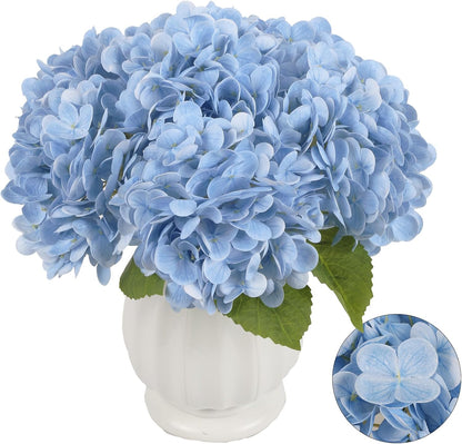6PCS Real Touch Hydrangea Artificial Flowers Green Full Faux Hydrangea Flowers with Stems Latex Realistic Fake Hydrangeas for Home Table Centerpieces Wedding Bouquets Party Decoration (Green)