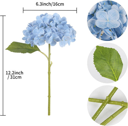 6PCS Real Touch Hydrangea Artificial Flowers Green Full Faux Hydrangea Flowers with Stems Latex Realistic Fake Hydrangeas for Home Table Centerpieces Wedding Bouquets Party Decoration (Green)