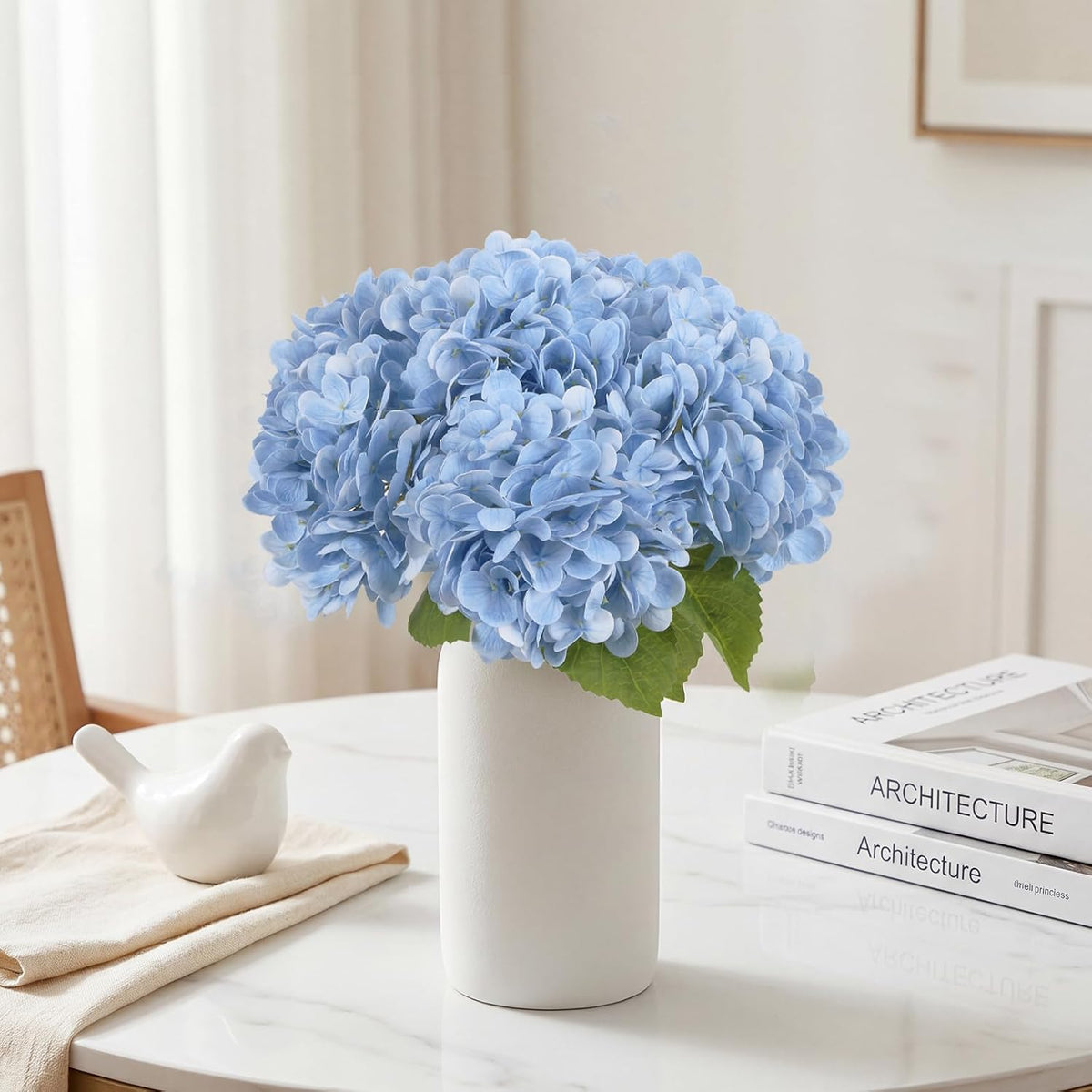 6PCS Real Touch Hydrangea Artificial Flowers Green Full Faux Hydrangea Flowers with Stems Latex Realistic Fake Hydrangeas for Home Table Centerpieces Wedding Bouquets Party Decoration (Green)