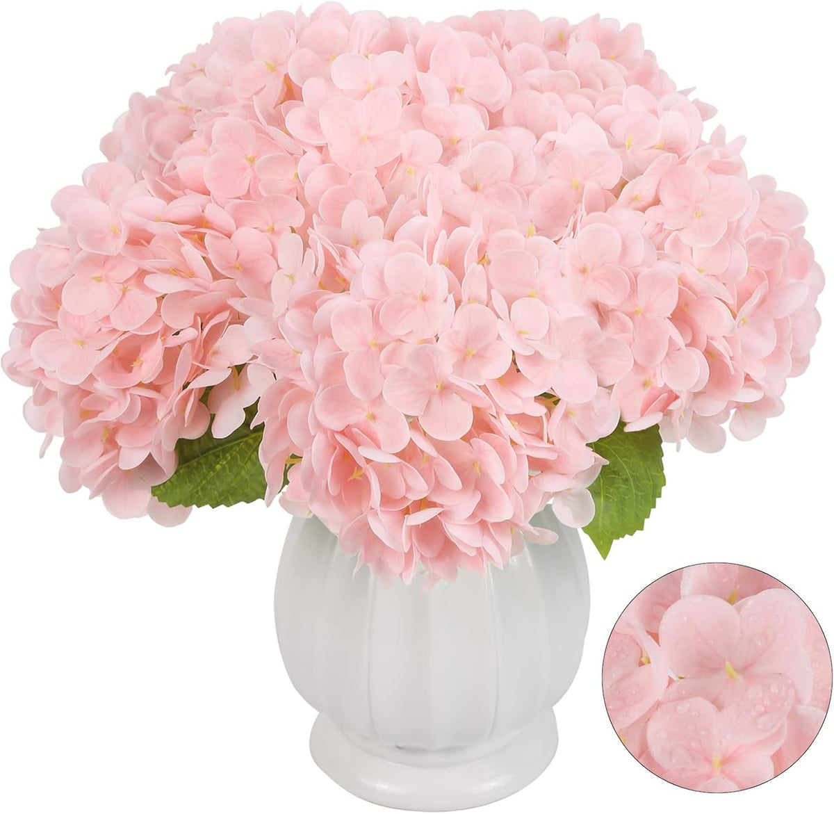 6PCS Real Touch Hydrangea Artificial Flowers Green Full Faux Hydrangea Flowers with Stems Latex Realistic Fake Hydrangeas for Home Table Centerpieces Wedding Bouquets Party Decoration (Green)