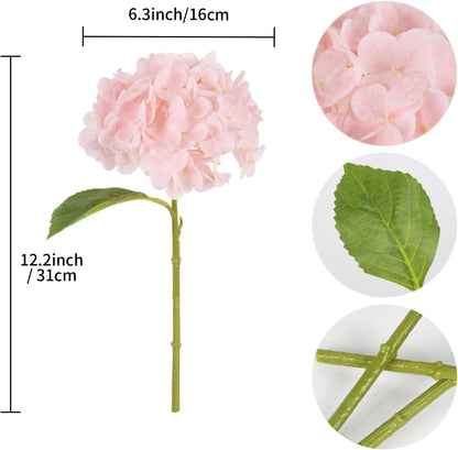 6PCS Real Touch Hydrangea Artificial Flowers Green Full Faux Hydrangea Flowers with Stems Latex Realistic Fake Hydrangeas for Home Table Centerpieces Wedding Bouquets Party Decoration (Green)