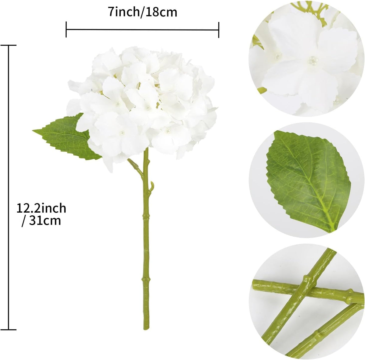 6PCS Real Touch Hydrangea Artificial Flowers Green Full Faux Hydrangea Flowers with Stems Latex Realistic Fake Hydrangeas for Home Table Centerpieces Wedding Bouquets Party Decoration (Green)