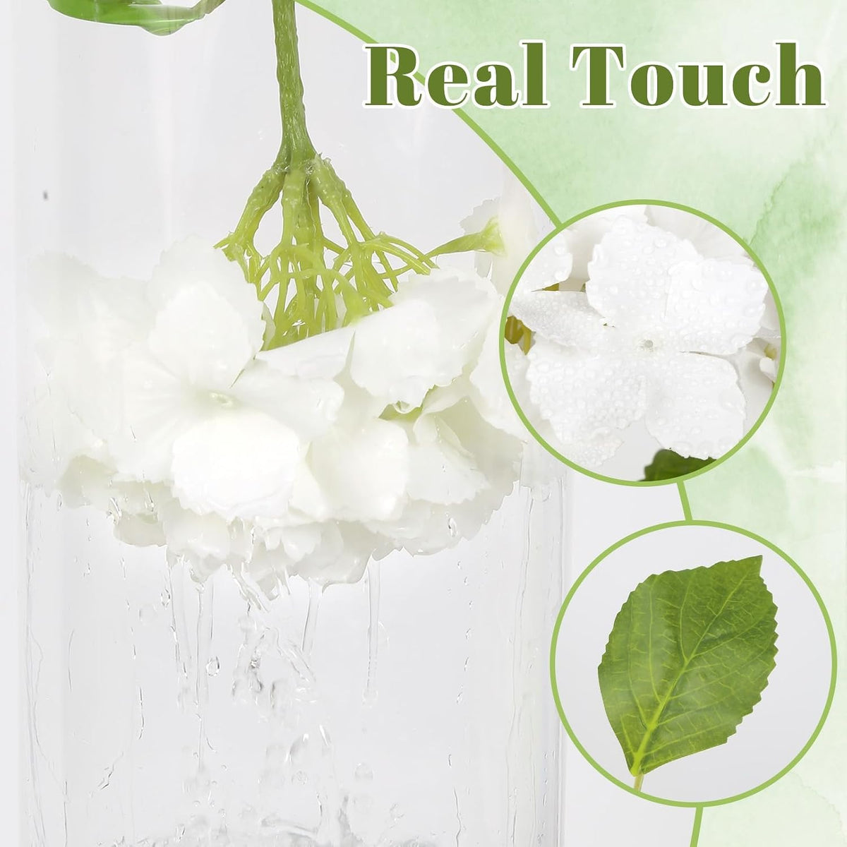 6PCS Real Touch Hydrangea Artificial Flowers Green Full Faux Hydrangea Flowers with Stems Latex Realistic Fake Hydrangeas for Home Table Centerpieces Wedding Bouquets Party Decoration (Green)