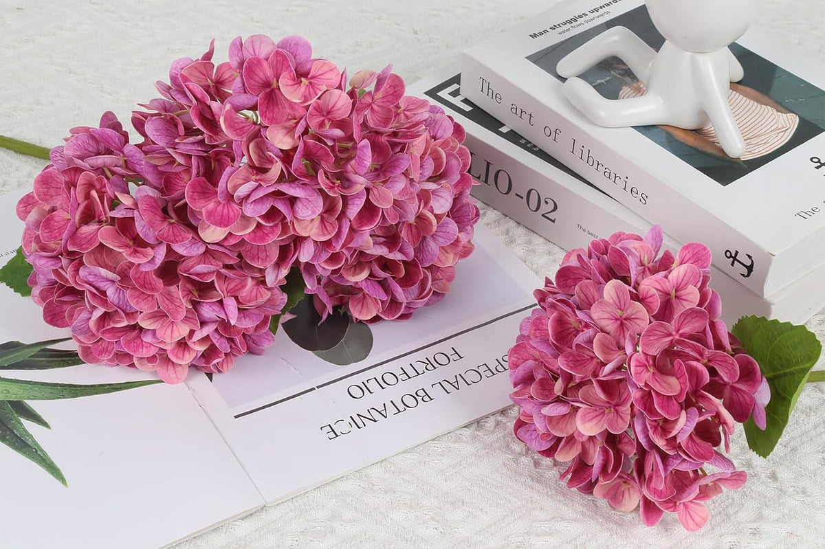 6PCS Real Touch Hydrangea Artificial Flowers Green Full Faux Hydrangea Flowers with Stems Latex Realistic Fake Hydrangeas for Home Table Centerpieces Wedding Bouquets Party Decoration (Green)