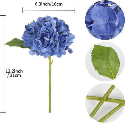 6PCS Real Touch Hydrangea Artificial Flowers Green Full Faux Hydrangea Flowers with Stems Latex Realistic Fake Hydrangeas for Home Table Centerpieces Wedding Bouquets Party Decoration (Green)