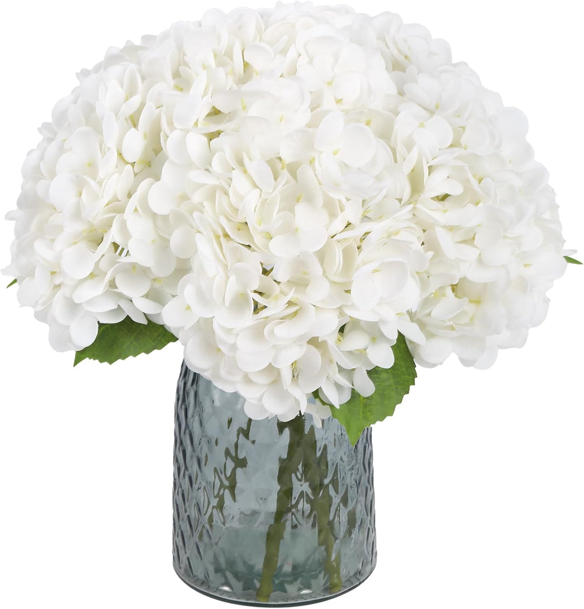 6PCS Real Touch Hydrangea Artificial Flowers Green Full Faux Hydrangea Flowers with Stems Latex Realistic Fake Hydrangeas for Home Table Centerpieces Wedding Bouquets Party Decoration (Green)