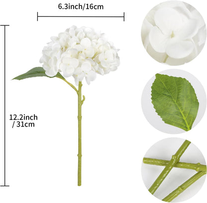 6PCS Real Touch Hydrangea Artificial Flowers Green Full Faux Hydrangea Flowers with Stems Latex Realistic Fake Hydrangeas for Home Table Centerpieces Wedding Bouquets Party Decoration (Green)