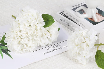 6PCS Real Touch Hydrangea Artificial Flowers Green Full Faux Hydrangea Flowers with Stems Latex Realistic Fake Hydrangeas for Home Table Centerpieces Wedding Bouquets Party Decoration (Green)