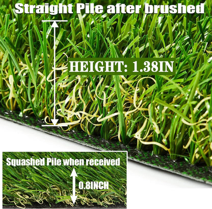 AYOHA Artificial Turf 4 ft x 6 ft with Drainage, 1.38 Inch Realistic Fake Grass Rug Indoor Outdoor Lawn Landscape for Garden, Balcony, Patio, Synthetic Grass Mat for Dogs, Customized