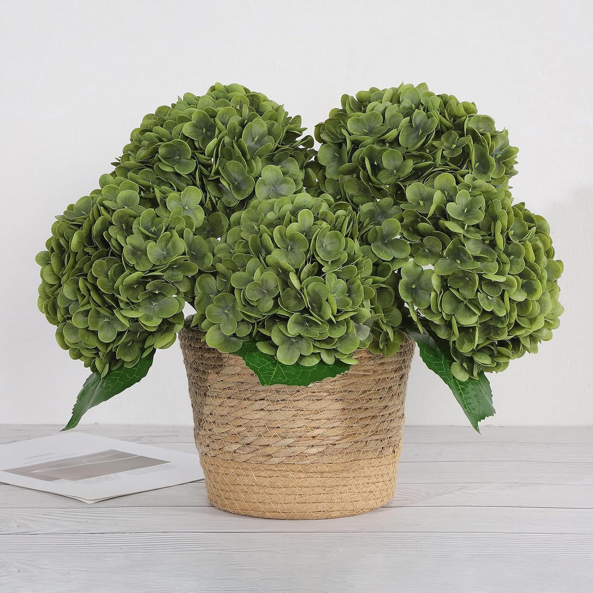 White Artificial Hydrangea Flowers, Real Touch Wedding Stems