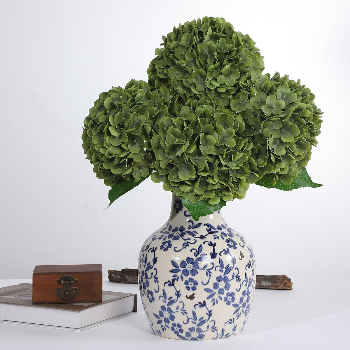White Artificial Hydrangea Flowers, Real Touch Wedding Stems