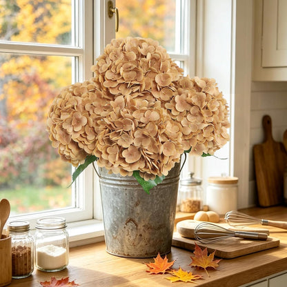 White Artificial Hydrangea Flowers, Real Touch Wedding Stems