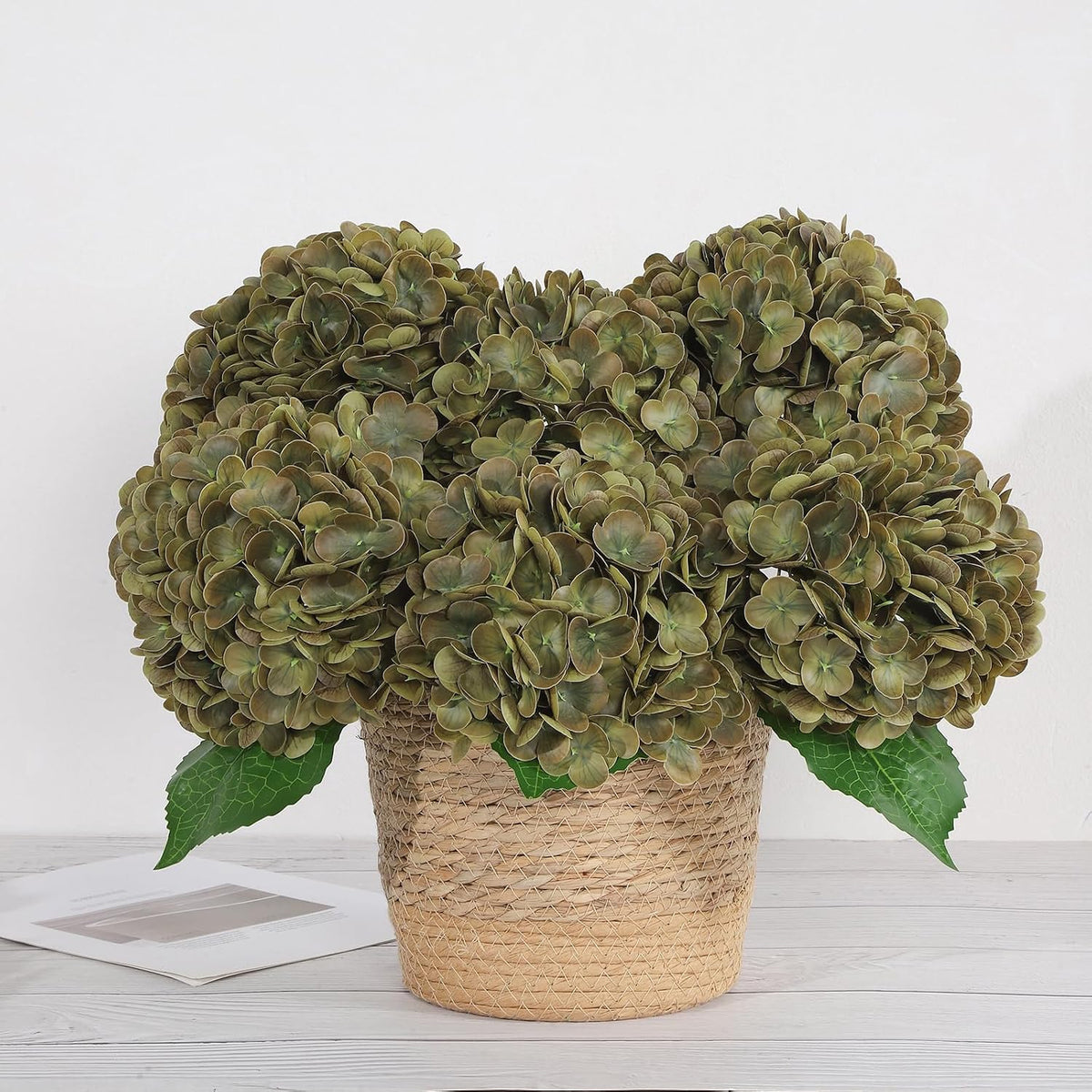White Artificial Hydrangea Flowers, Real Touch Wedding Stems