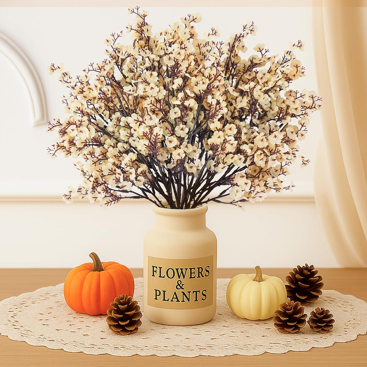 Halloween Artificial Baby's Breath Flowers, Black & Purple & Orange Faux Gypsophila Flowers, Real Touch Silk Flowers for Cemetery Decor, Haunted House Party, Spooky Centerpieces