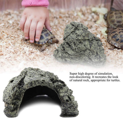 Reptile Hideout Cave,Resin Rock Hides Habitat Decor Fish Tank Decorations Shelter Tortoise Basking Terrace Pet Terrarium Nest Decoration for Gecko,Spiders,Frogs,Fish,Turtles and Hermit Crabs